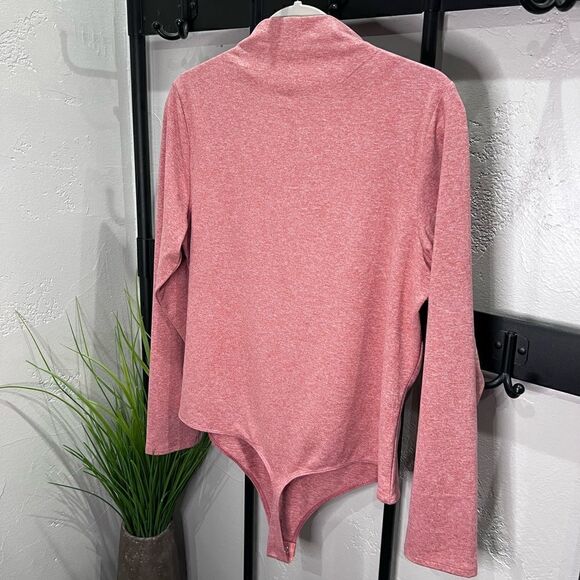 Express mock neck cut out long sleeve body suit mauve thong size XL - Picture 4 of 14